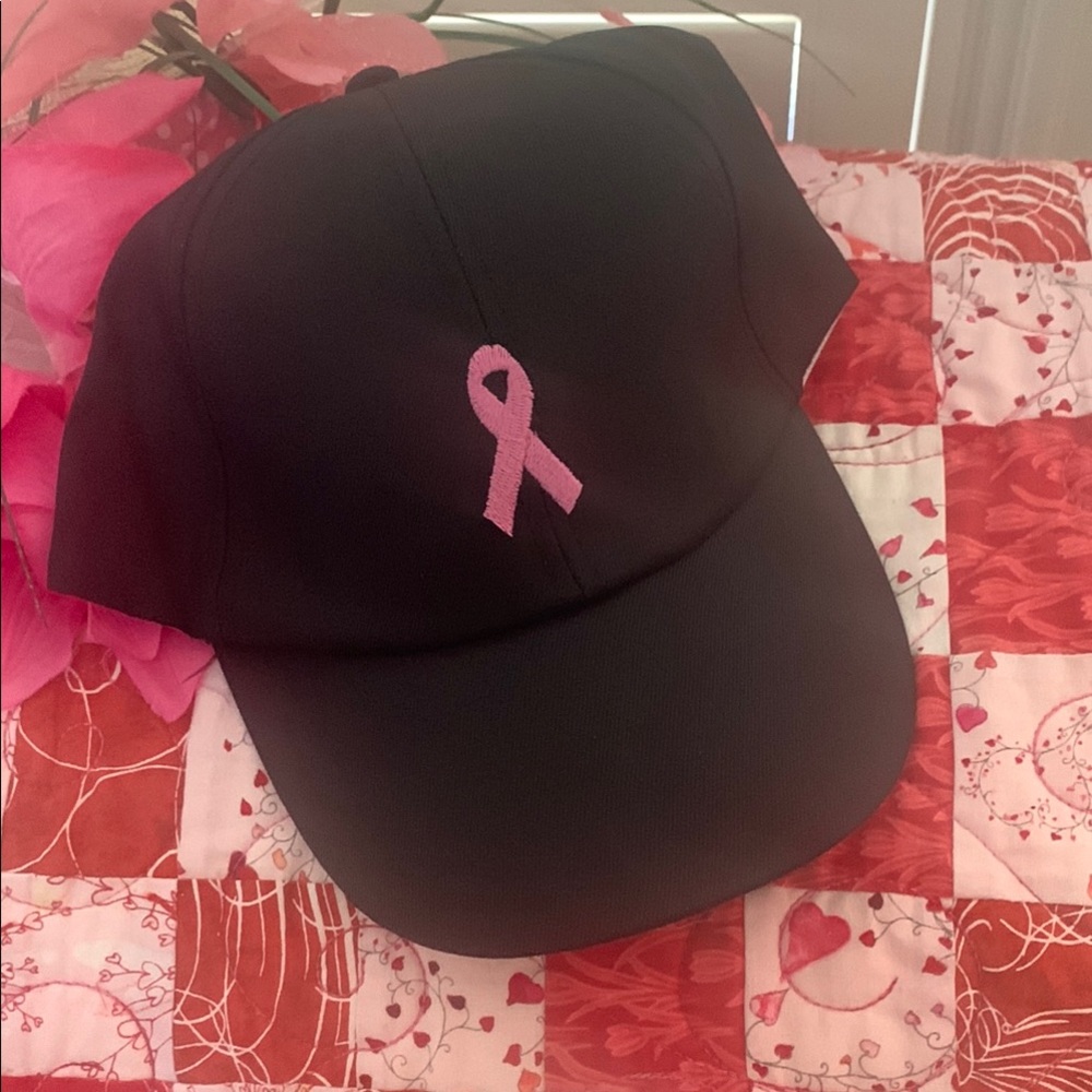 Pink Ribbon Black Cap - Breast Cancer Awareness